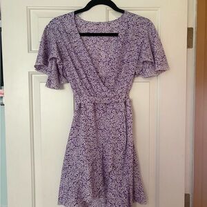 Floral Mini Wrap Dress Purple Women’s XS